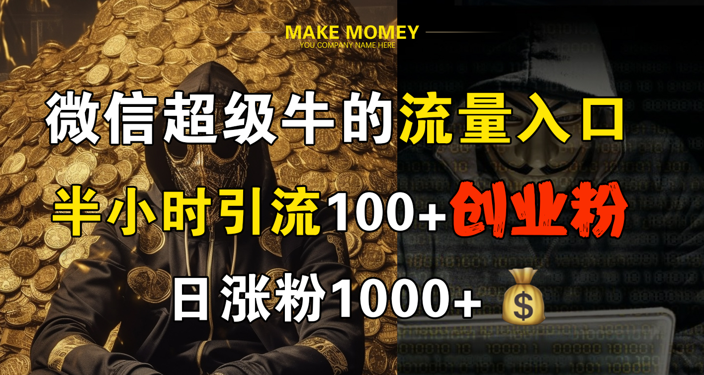 微信超级牛的流量入口，半小时引流100+创业粉，日涨粉1000+-蓝图副业