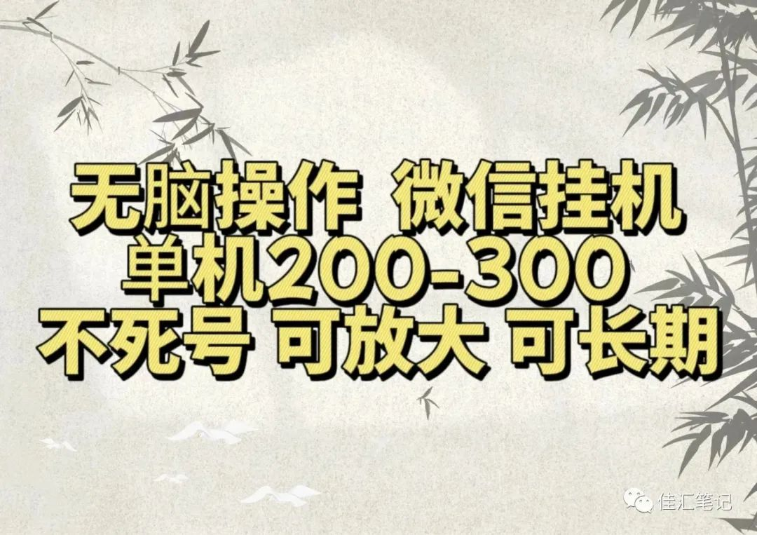 无脑操作微信视频号挂机单机200-300一天，不死号，可放大，工作室实测-蓝图副业