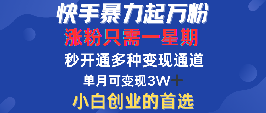 快手暴力起万粉，涨粉只需一星期！多种变现模式-蓝图副业
