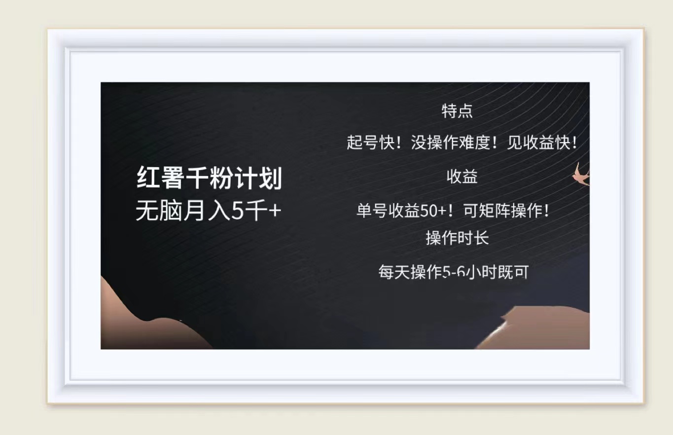 红薯千粉计划无脑月入5千➕！既做既赚！-蓝图副业