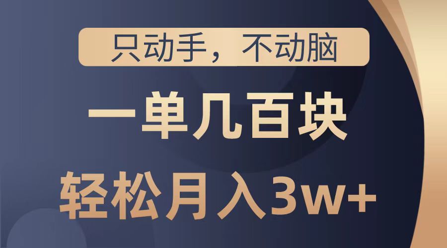 只动手不动脑，一单几百块，轻松月入2w+，看完就能直接操作，详细教程-蓝图副业