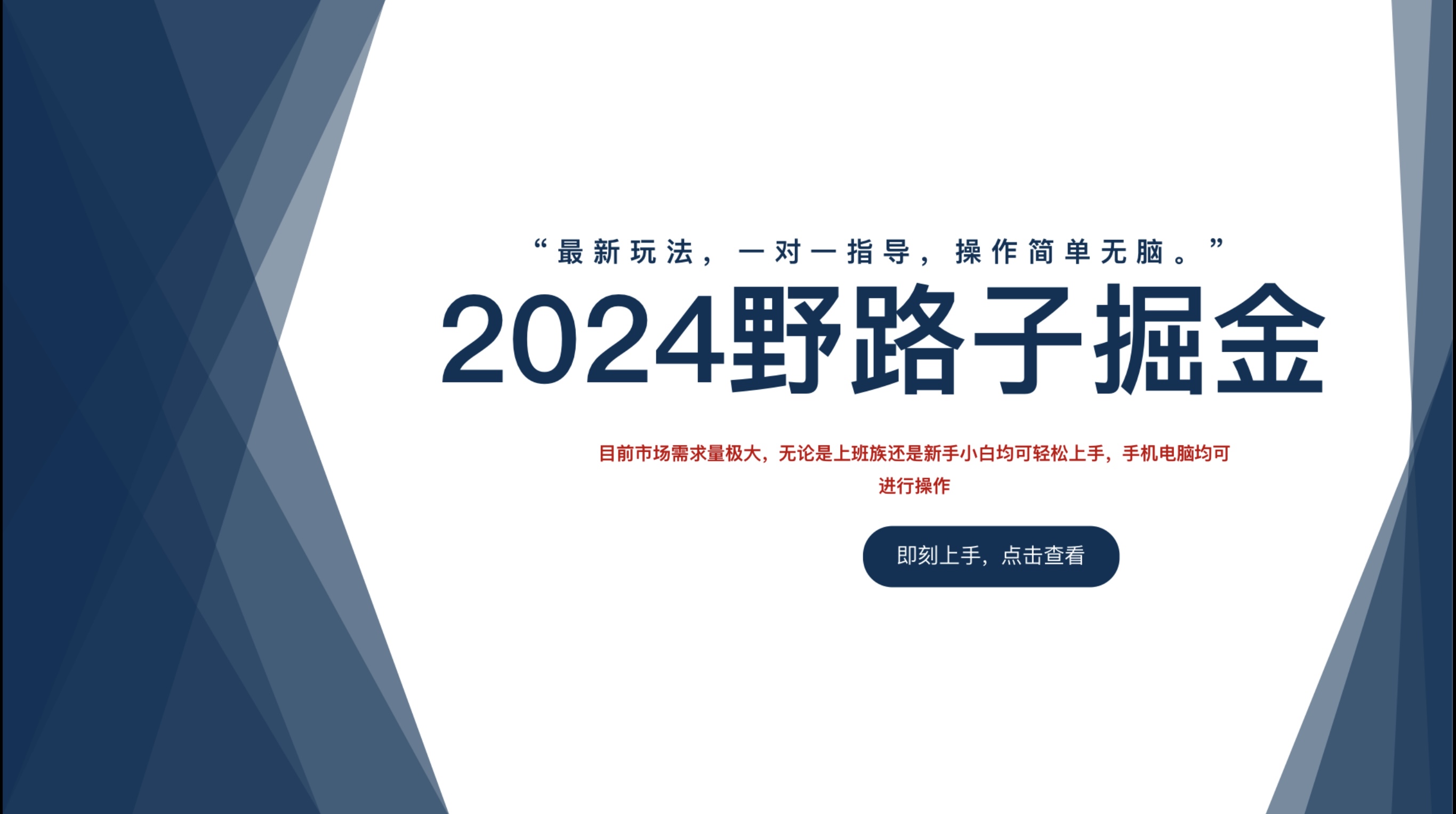 2024野路子掘金，最新玩 法， 一对一指导，操作简单无脑。-蓝图副业