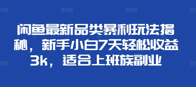 闲鱼最新品类暴利玩法揭秘，新手小白7天轻松赚3000+，适合上班族副业-蓝图副业