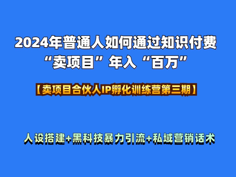 2024年普通人如何通过知识付费“卖项目”年入“百万”人设搭建-黑科技暴力引流-全流程-蓝图副业
