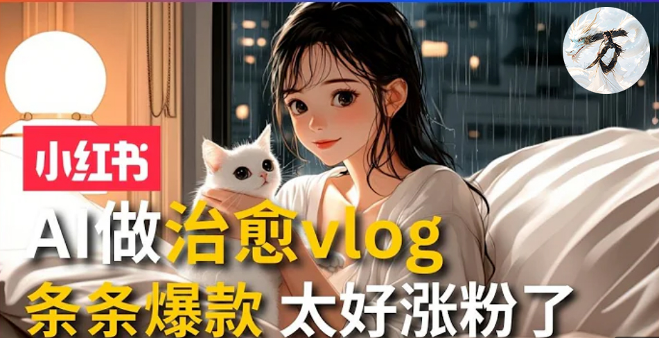 AI治愈系vlog动画视频，小红书7天 涨粉破千，商单报价1500+，0成本制作，日入2000+，有手就会 -蓝图副业