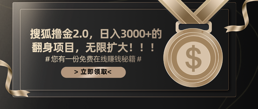 搜狐撸金2.0，日入3000+，可无限扩大的翻身项目。-蓝图副业