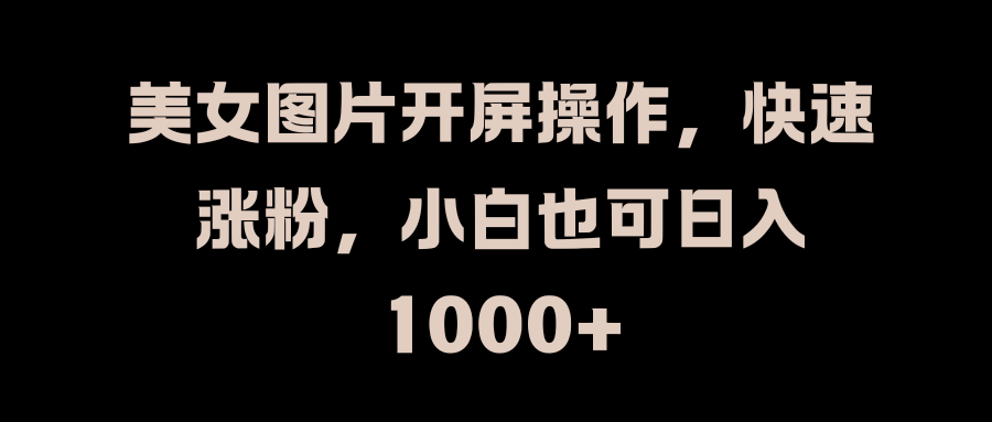 美女图片开屏操作，快速涨粉，小白也可日入1000+-蓝图副业