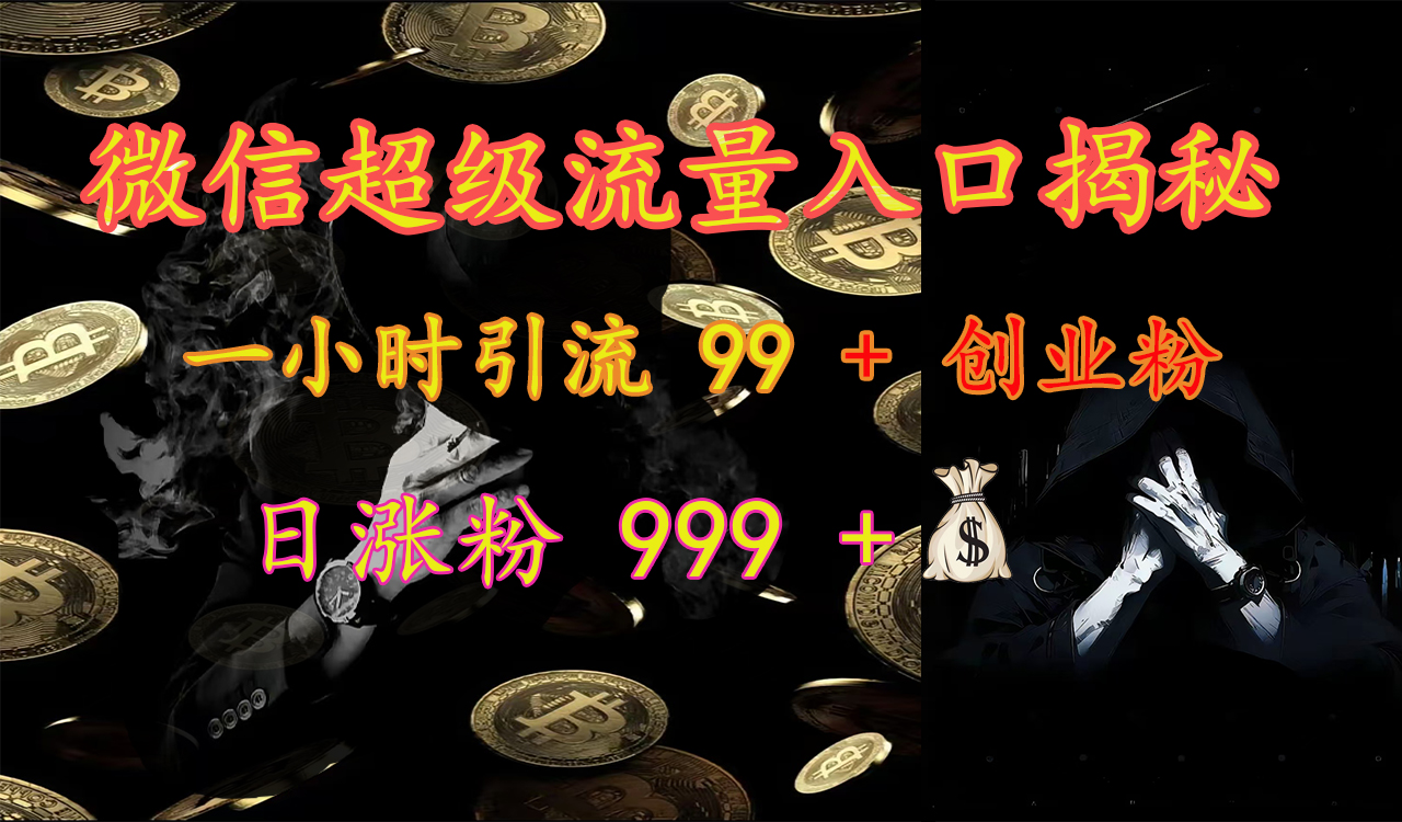 微信超级流量入口揭秘：一小时引流 99 + 创业粉，日涨粉 999 +【揭秘】-蓝图副业