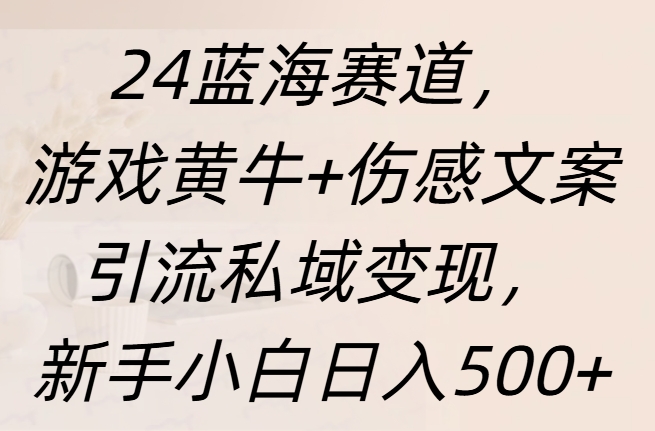 24蓝海赛道，游戏黄牛+伤感文案引流私域变现，新手日入500+-蓝图副业