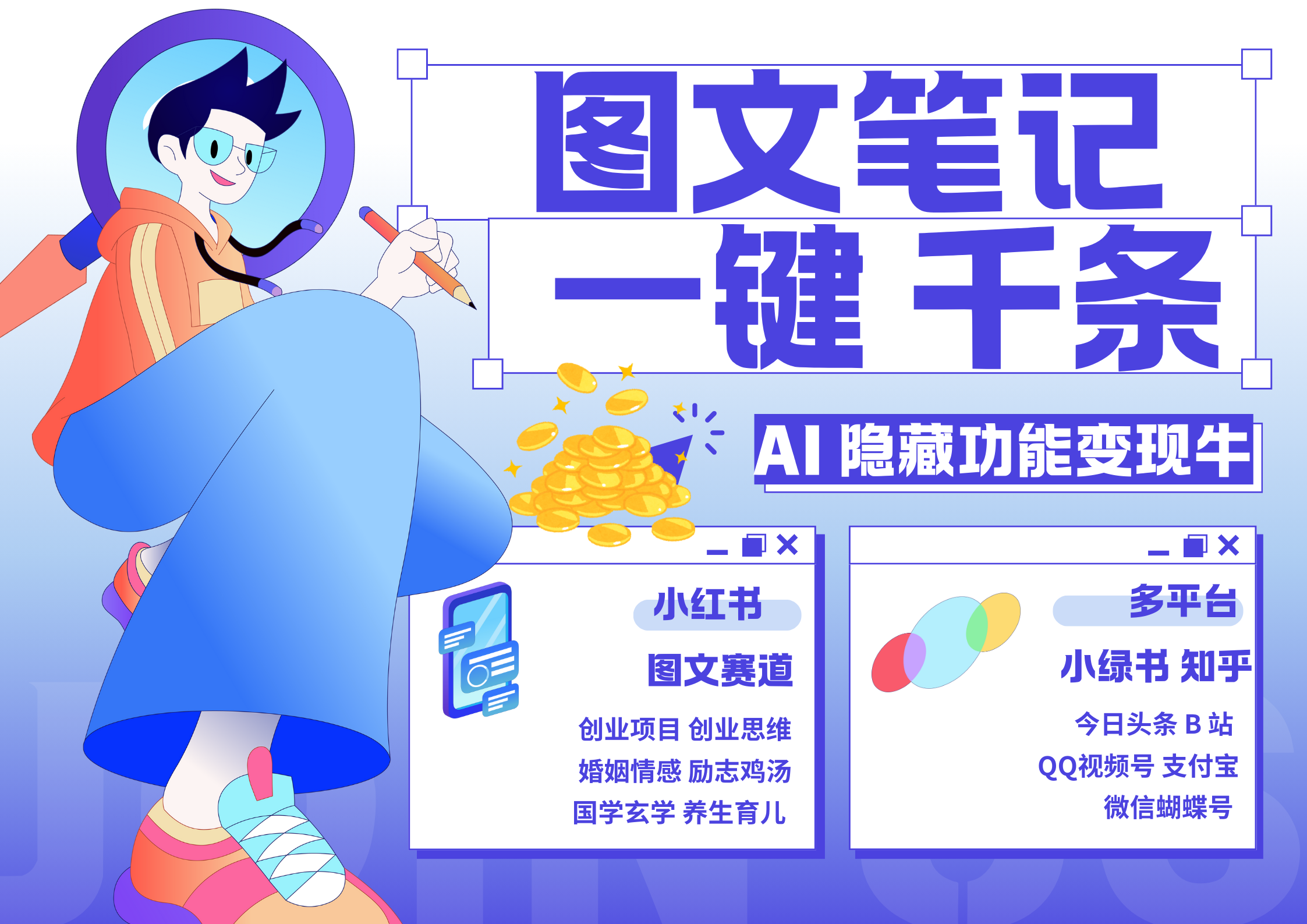 小红书小绿书 秒生图文一键千条 轻松变现3W+-蓝图副业