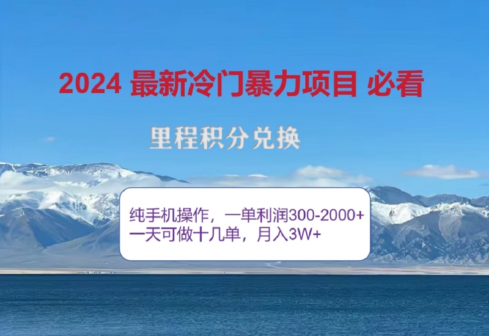 2024惊爆冷门暴利！出行高峰来袭，里程积分，高爆发期，一单300+—2000+，月入过万不是梦！-蓝图副业