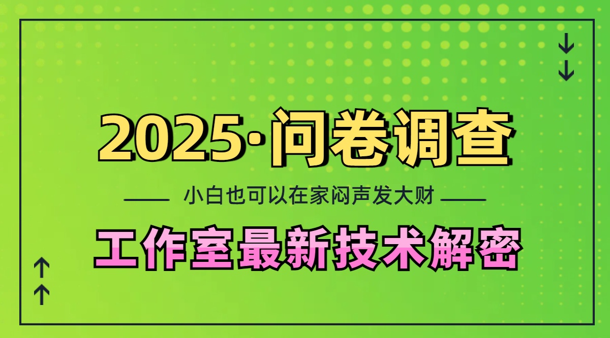 2025《问卷调查》最新工作室技术解密：一个人在家也可以闷声发大财，小白一天200+，可矩阵放大-蓝图副业