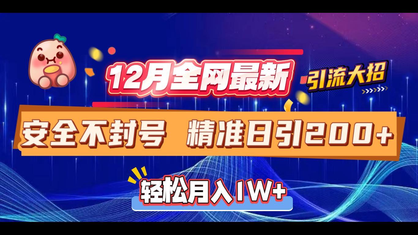 12月全网最新引流大招 安全不封号 日引精准粉200+-蓝图副业