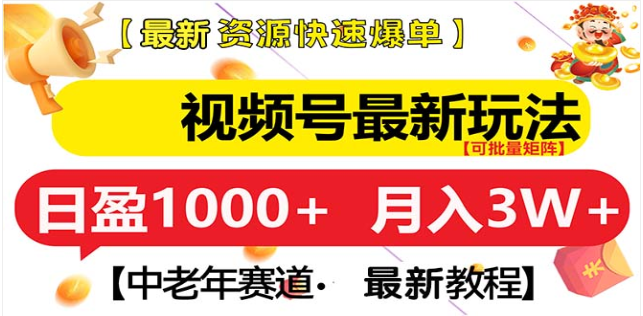 视频号独家玩法，老年养生赛道，无脑搬运爆款视频，日入1000+-蓝图副业