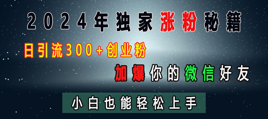 2024年独家涨粉秘籍，日引流300+创业粉，加爆你的微信好友，小白也能轻松上手-蓝图副业