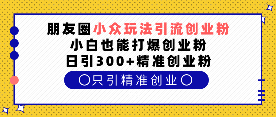 朋友圈小众玩法引流创业粉，小白也能打爆创业粉，日引300+精准创业粉-蓝图副业