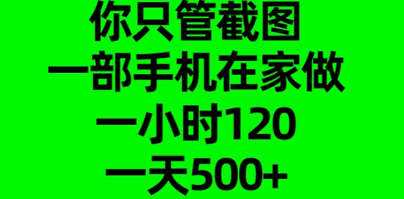 你只管截图，一部手机在家做，一小时120，一天500+-蓝图副业