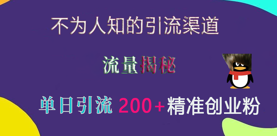 不为人知的引流渠道，流量揭秘，实测单日引流200+精准创业粉-蓝图副业
