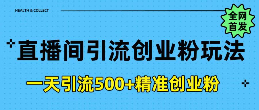直播间引流创业粉玩法，一天轻松引流500+精准创业粉-蓝图副业