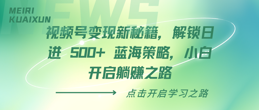 视频号变现新秘籍，解锁日进 500+ 蓝海策略，小白开启躺赚之路-蓝图副业