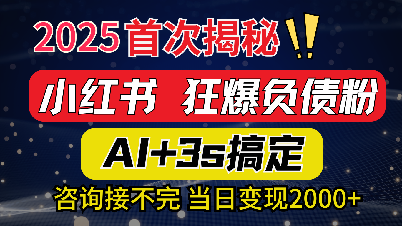 2025引流天花板：最新小红书狂暴负债粉思路，咨询接不断，当日入2000+-蓝图副业