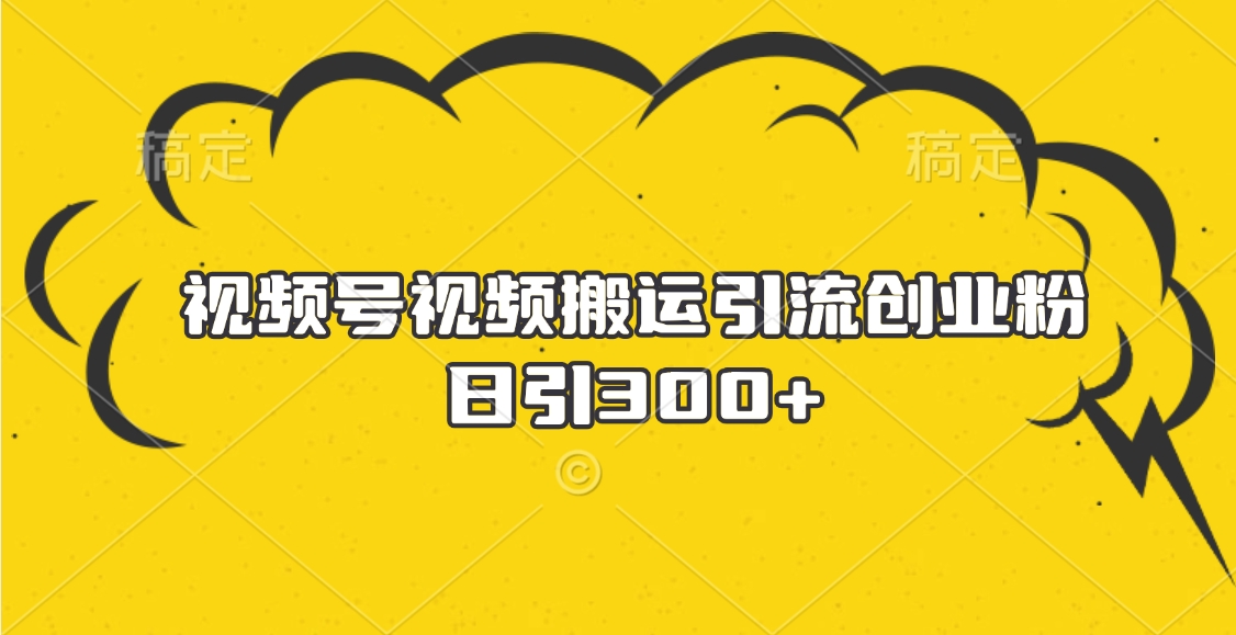 视频号视频搬运引流创业粉，日引300+-蓝图副业