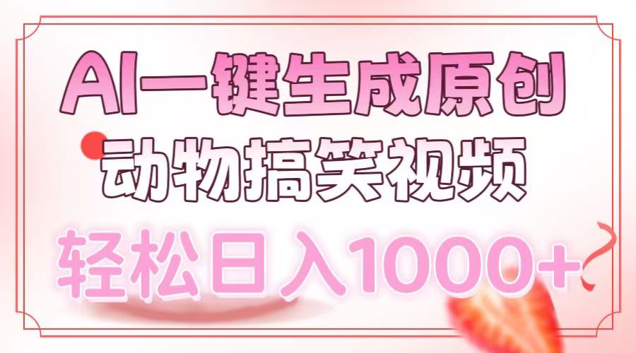 AI一键生成原创动物搞笑视频，轻松日入1000+-蓝图副业