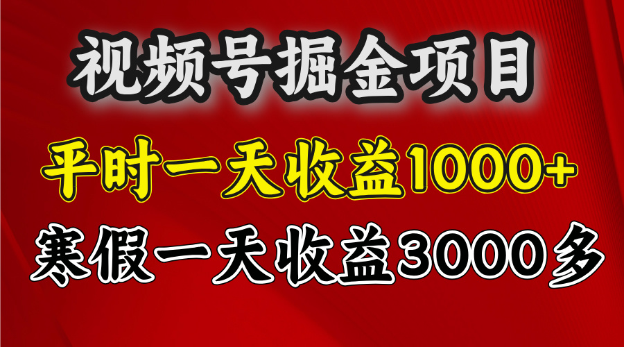视频号掘金项目，寒假一天收益3000多-蓝图副业