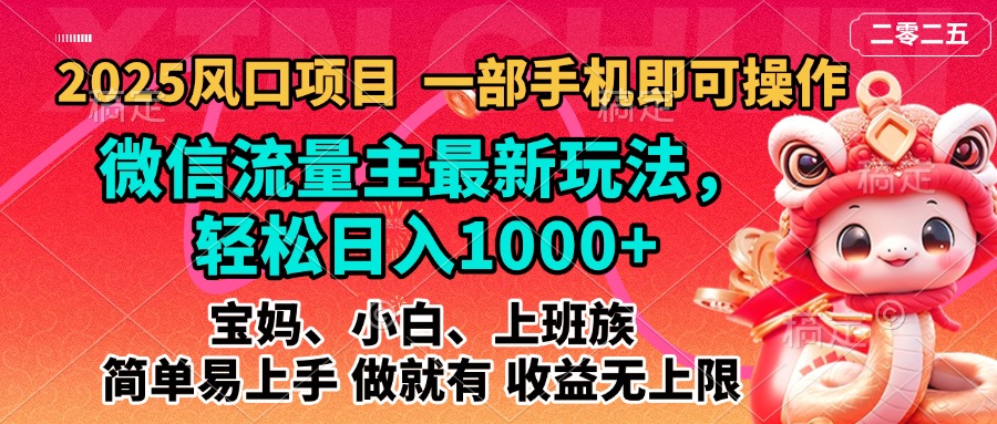 2025蓝海风口项目，微信流量主最新玩法，轻松日入1000+，简单易上手，做就有 收益无上限-蓝图副业