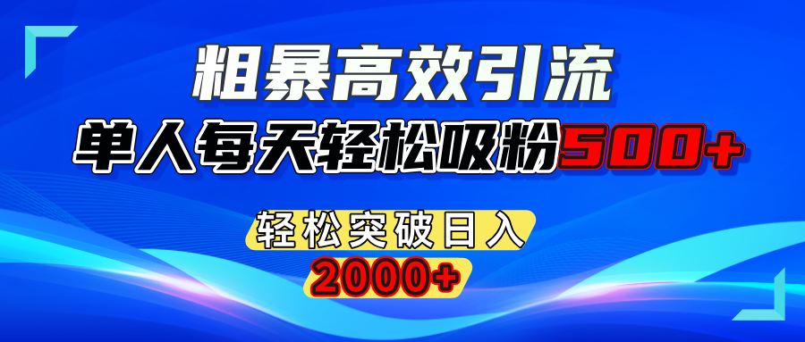粗暴高效引流,单人每天轻松吸粉500+,轻松突破日入2000+-蓝图副业