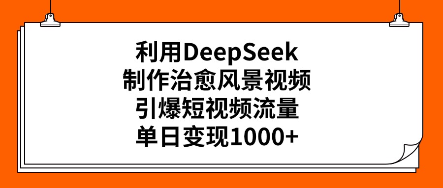 利用DeepSeek制作治愈风景视频，引爆短视频流量，单日变现1000+-蓝图副业