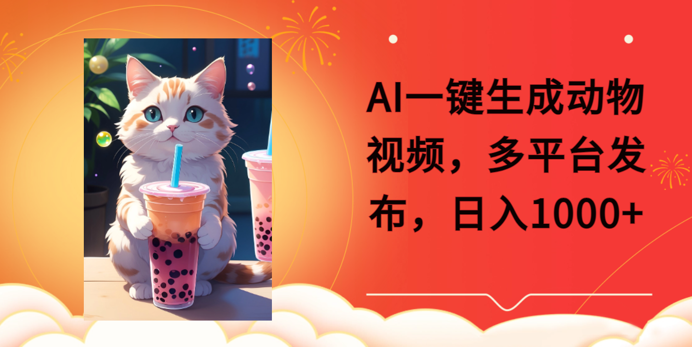 AI一键生成动物搞笑视频，多平台发布，轻松破千万播放，日入2000+-蓝图副业