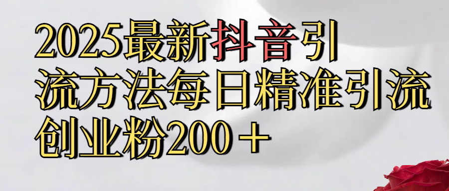 2025最新,抖音引流,方法每日精准引流创业粉300＋-蓝图副业