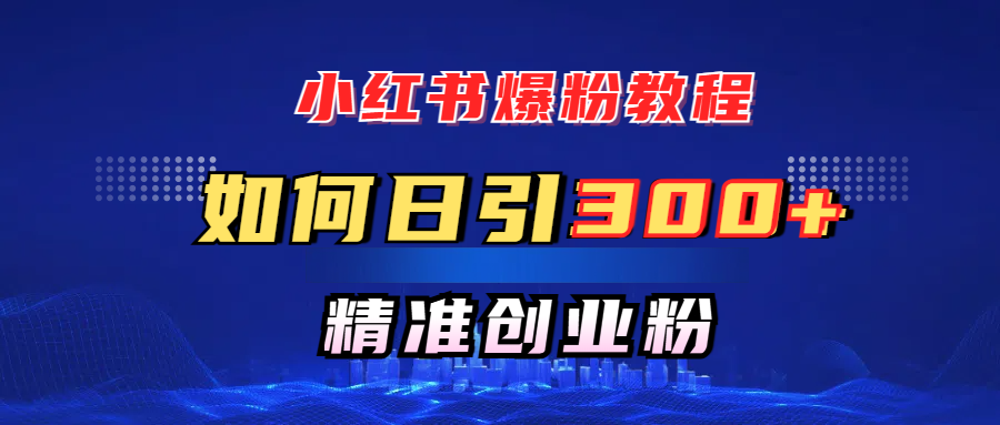 小红书爆粉教程，如何日引300+创业粉，快速实现精准变现！-蓝图副业