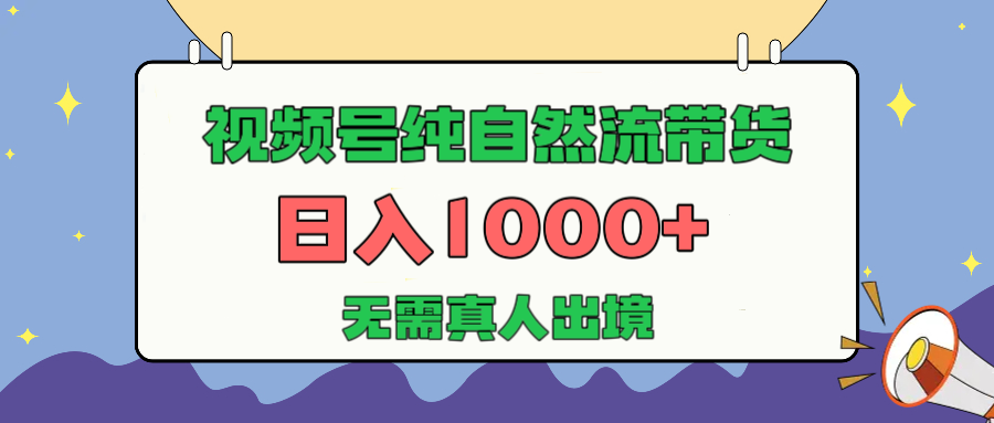 视频号纯自然流带货，日入1000+，无需真人出境，新手小白也可操作-蓝图副业