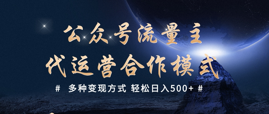 公众号流量主代运营  多种变现方式 轻松日入500+-蓝图副业