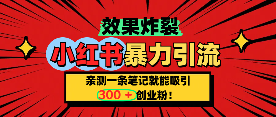 小红书炸裂玩法，亲测一条笔记就能吸引300+精准创业粉！-蓝图副业