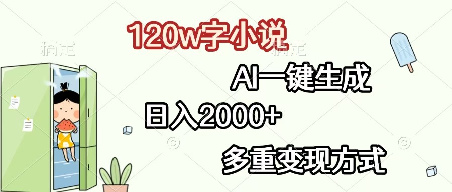 120w字小说，AI一键生成，日入2000+，多重变现方式-蓝图副业