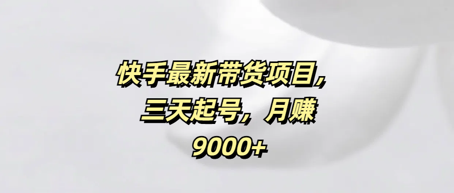 快手最新带货项目，三天起号，月赚9000+-蓝图副业