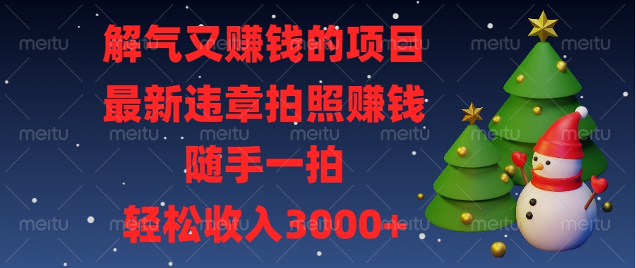 解气又赚钱的项目，最新违章拍照赚钱，随手一拍，轻松收入3000+-蓝图副业