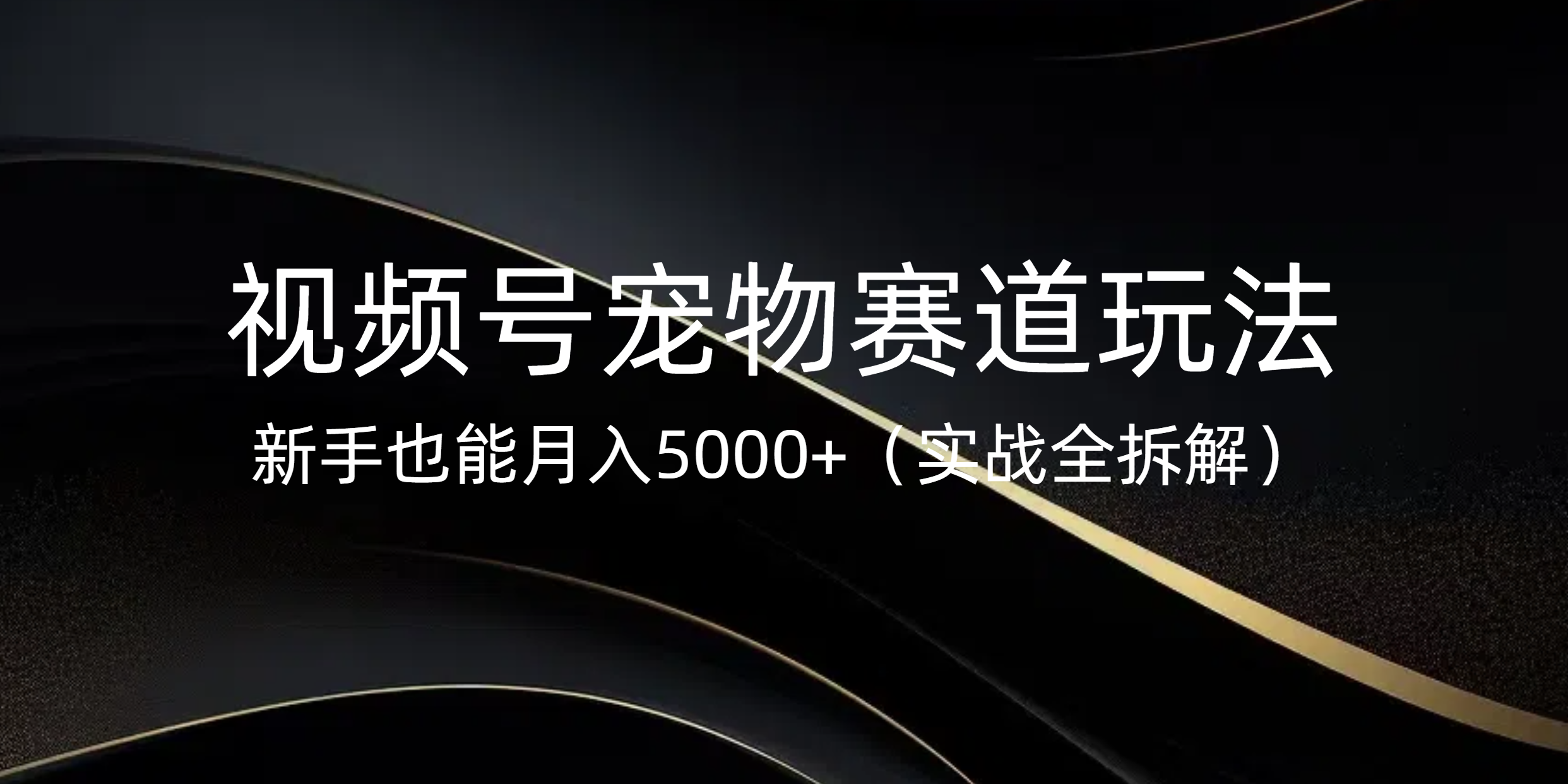 视频号宠物赛道玩法，新手也能月入5000+（实战全拆解）-蓝图副业