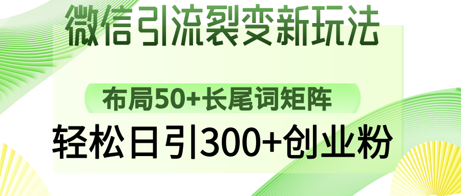 微信引流裂变新玩法:布局50+长尾词矩阵,轻松日引300+创业粉-蓝图副业