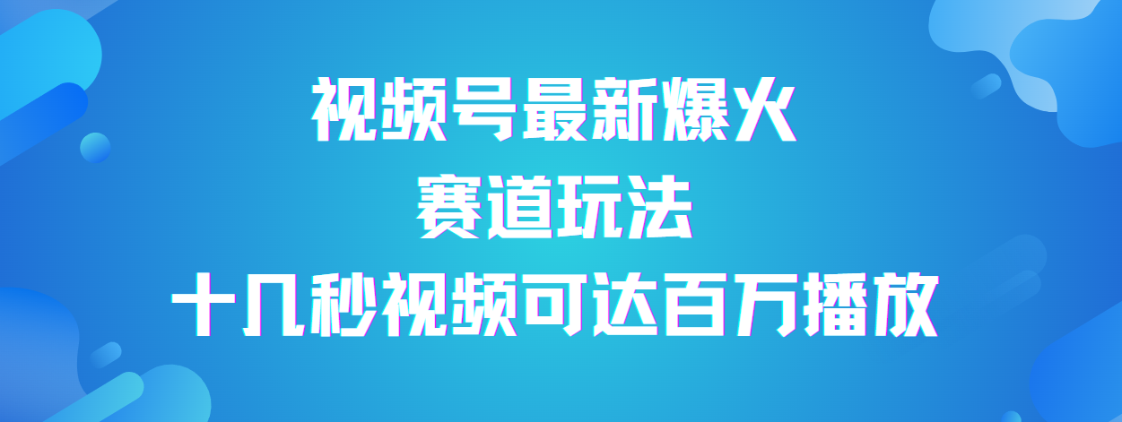视频号最新爆火赛道玩法，流量巨大，视频制作简单，轻松月入数万-蓝图副业