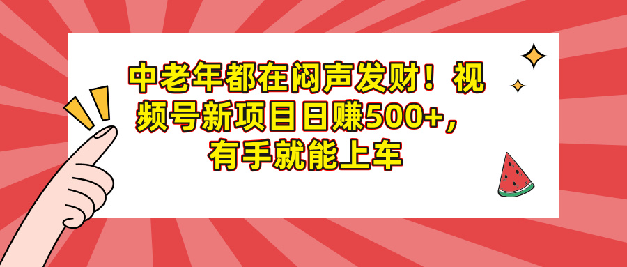 中老年都在闷声发财！视频号新项目日赚500+，有手就能上车-蓝图副业