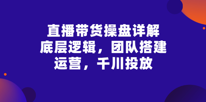 【副业项目3356期】直播带货操盘详解：底层逻辑，团队搭建，运营，千川投放（带货直播如何运营课程）-蓝图副业