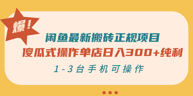 【副业项目3413期】闲鱼最新搬砖正规赚钱项目（手机上赚钱的副业）-蓝图副业