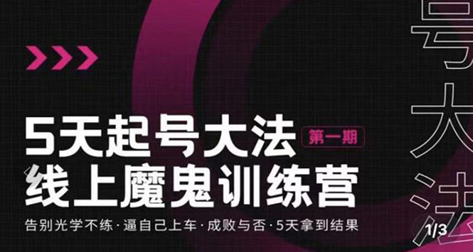 【副业项目3626期】五天起号魔鬼训练营，告别光学不练，逼自己上车，成败与否，5天拿到结果-蓝图副业