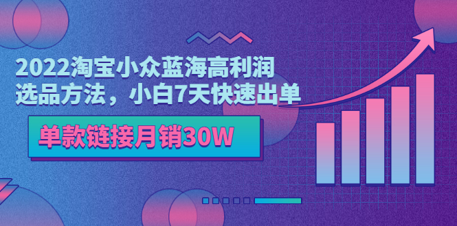 【副业项目3689期】2022淘宝小众蓝海高利润选品方法，小白7天快速出单，单款链接月销30W-蓝图副业