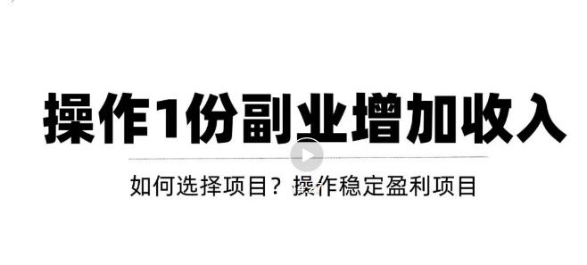 【副业项目3695期】新手如何通过操作副业增加收入，从项目选择到玩法分享！【视频教程】-蓝图副业