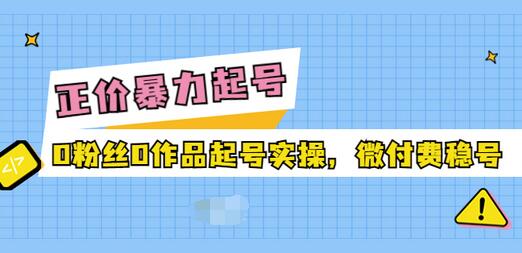 【副业项目3828期】抖音暴力起号实操课：抖音0粉丝0作品起号实操，0粉丝0作品直播-蓝图副业